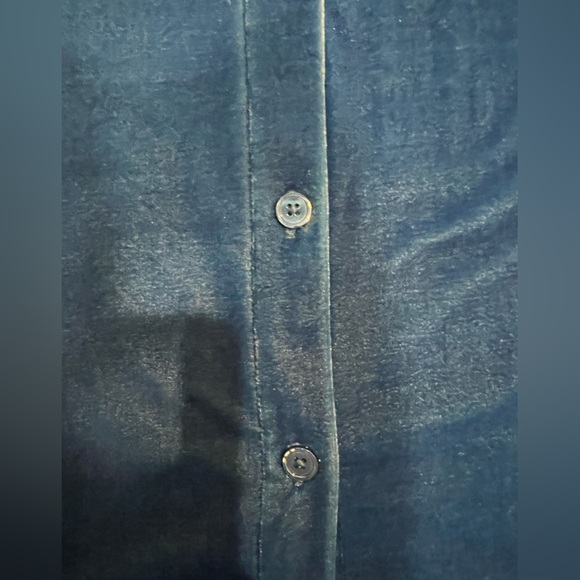 Soft surroundings Blue Velvet Button Up Blouse Tunic - Picture 11 of 16